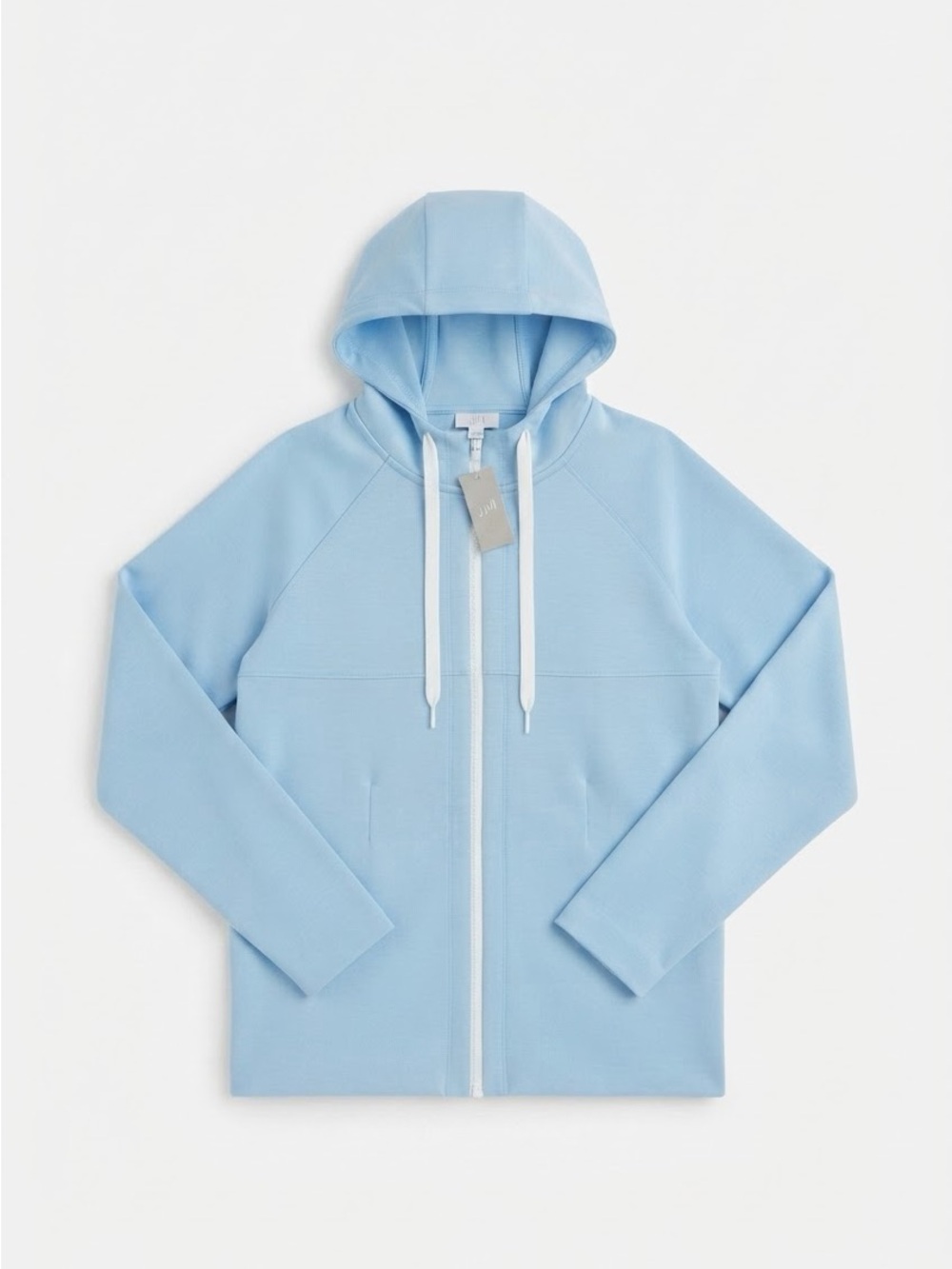 NWT J.Jill Fit Moon Mist Blue Full Zip Hoodie Sweatshirt Size MP Petite